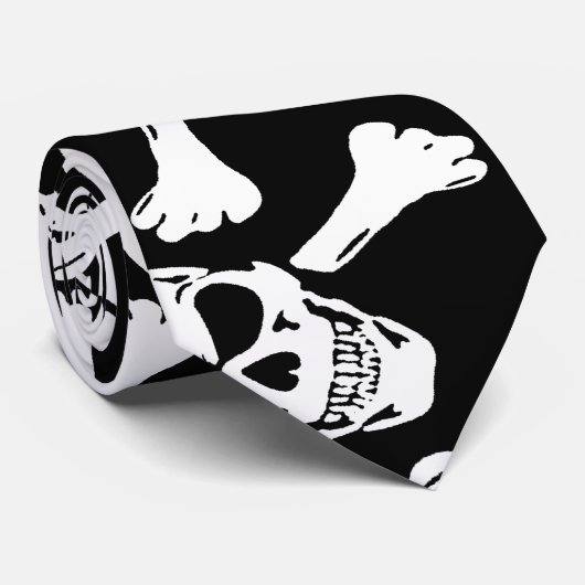 GOTISCHES SCHÄDEL-KNOCHEN-MUSTER KRAWATTE (Gerollt)