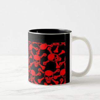 GOTISCHES SCHÄDEL-KNOCHEN-MUSTER ZWEIFARBIGE TASSE