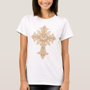 Gotisches Schädel-Kreuz (Braun) T-Shirt