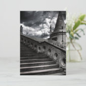 Gotisches Schloss-Schwarzweiss-Halloween-Party Einladung (Stehend Vorderseite)