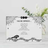 Gotisches Schwarz-Weiß-Halloween-Party Einladung (Stehend Vorderseite)