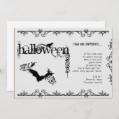 Gotisches Schwarz-Weiß-Halloween-Party Einladung (Vorne/Hinten)