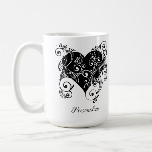 Gotisches Schwarzes Herz Tattoo Art Design Persona Kaffeetasse (Links)