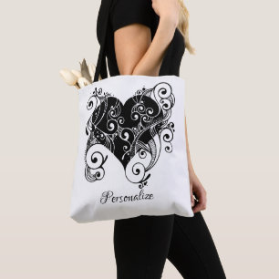 Gotisches Schwarzes Herz Tattoo Art Design Persona Tasche