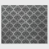 Gotisches schwarzes Schädel-Schmutz-Damast-Muster Geschenkpapier (Flach)