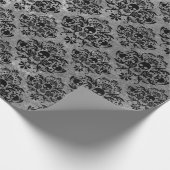 Gotisches schwarzes Schädel-Schmutz-Damast-Muster Geschenkpapier (Ecke)