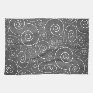 Gotisches Schwarzweiss-Spiralen-Geschirrtuch Handtuch