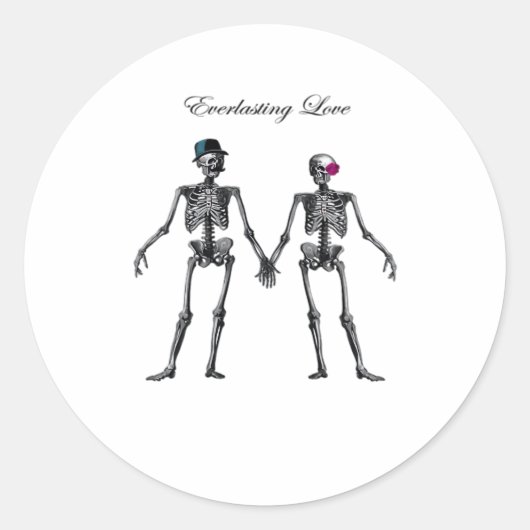 Gotisches Skeleton Couple (Old Pink) Classic Runder Aufkleber (Vorderseite)