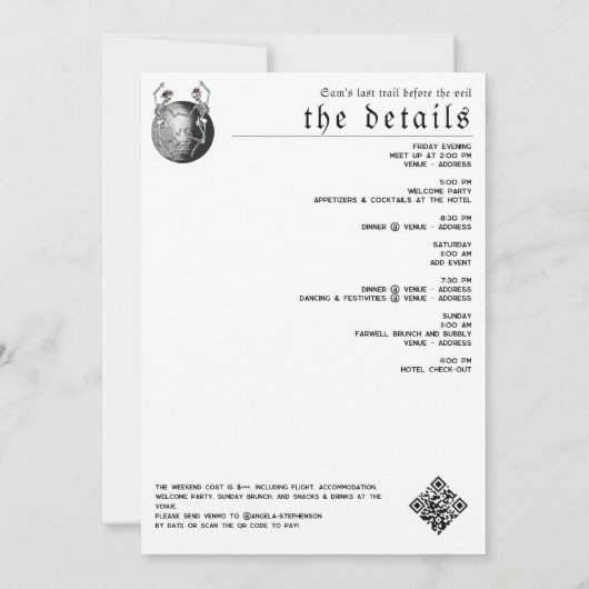 Gotisches Skelett Auf dem Monte Lago Maggiore Einladung (Rückseite)