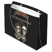 Gotisches Skelett Rose Hochzeitsfeiern Große Geschenktüte (Rückseite Schrägansicht)
