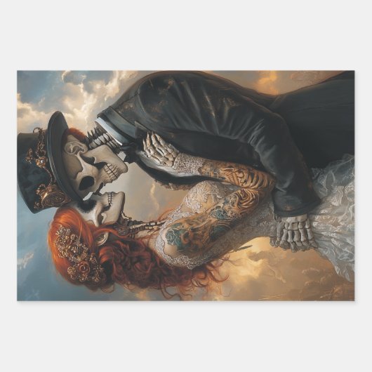 Gotisches Skelett, Vorschlag, Hochzeit, Flitterwoc Geschenkpapier Set (Vorderseite 3)