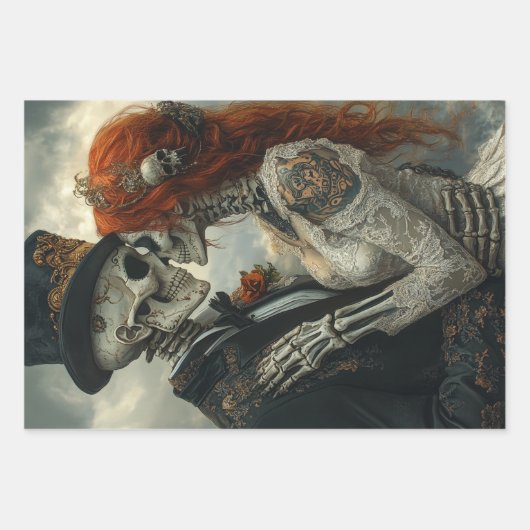 Gotisches Skelett, Vorschlag, Hochzeit, Flitterwoc Geschenkpapier Set (Vorderseite 2)