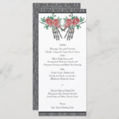 Gotisches Skelettmenü für Hochzeiten und Rose Menükarte (Vorne/Hinten)