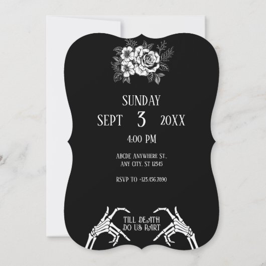 Gotisches Skelettpaar bei einer Hochzeit Save The Date (Rückseite)