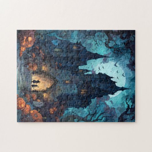 Gotisches Spuk Schloss Halloween Puzzle (Horizontal)