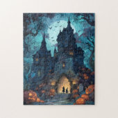 Gotisches Spuk Schloss Halloween Puzzle (Vertikal)