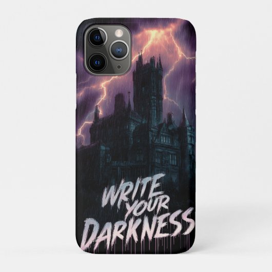Gotisches Spuk Schloss unter Gewitter mit Text Case-Mate iPhone Hülle (Rückseite)