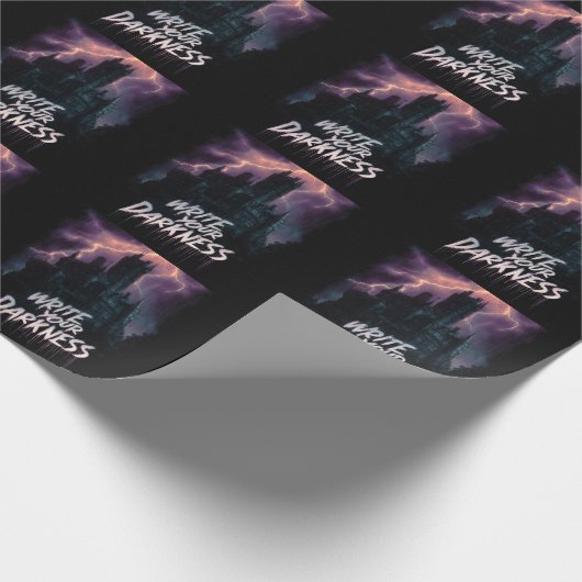 Gotisches Spuk Schloss unter Gewitter mit Text Geschenkpapier (Ecke)