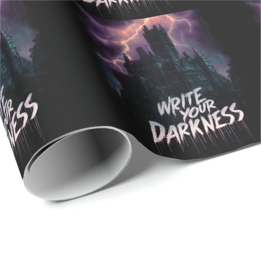 Gotisches Spuk Schloss unter Gewitter mit Text Geschenkpapier (Rolleneckpunkt)