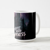 Gotisches Spuk Schloss unter Gewitter mit Text Kaffeetasse (VorderseiteRechts)