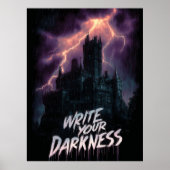 Gotisches Spuk Schloss unter Gewitter mit Text Poster (Vorne)