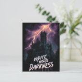 Gotisches Spuk Schloss unter Gewitter mit Text Postkarte (Stehend Vorderseite)