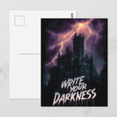 Gotisches Spuk Schloss unter Gewitter mit Text Postkarte (Vorne/Hinten)