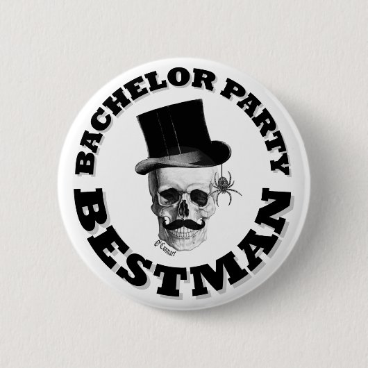 Gotisches steampunk Schädel-Junggeselle-Party Button (Vorderseite)