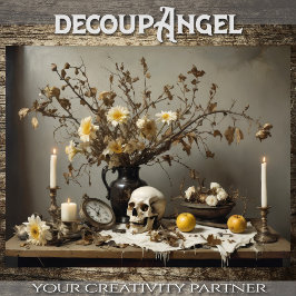 Gotisches Stillleben mit Schädel - Entfärbung - Seidenpapier