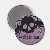 Gotisches Todesgesicht mit Schwarz und Violett Magnet (Vorderseite/Rückseite)