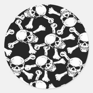 GOTISCHES TOTENKOPF-KREUZBAND-MUSTER RUNDER AUFKLEBER