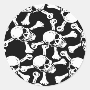 GOTISCHES TOTENKOPF-KREUZBAND-MUSTER RUNDER AUFKLEBER
