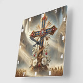 gotisches Verziertes Kreuz Quadratische Wanduhr (Winkel)