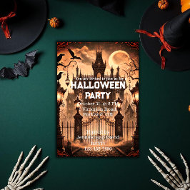 Gotisches Viktorianisches Spuk Haus Vintag Hallowe Einladung