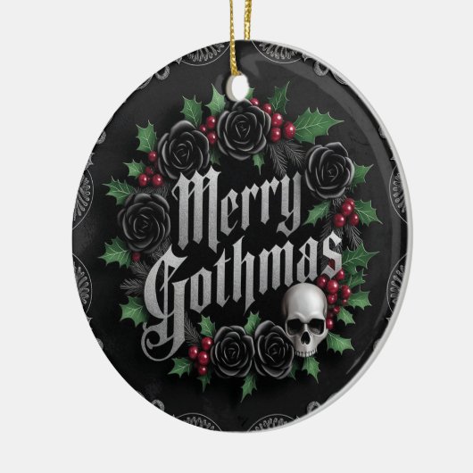 Gotisches Viktorianisches Weihnachtsdesign - Dunkl Keramik Ornament (Links)