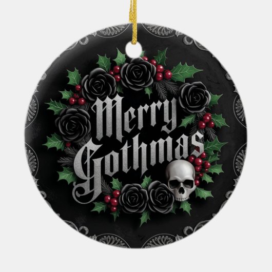 Gotisches Viktorianisches Weihnachtsdesign - Dunkl Keramik Ornament (Hinten)