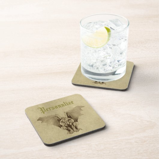 Gotisches Wasserspeier-Pergament-Untersetzer-Set Untersetzer (Rechte Seite)