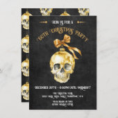 Gotisches Weihnachtsfest Party Gold & Black Einladung (Vorne/Hinten)