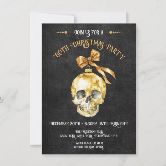 Gotisches Weihnachtsfest Party Gold & Black Einladung (Vorderseite)