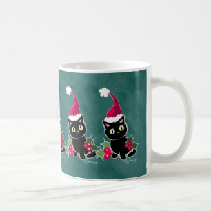 Gotisches Weihnachtskatzen-Grün Kaffeetasse
