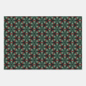 Gotisches Weihnachtsmuster mit Rot & Grün-Blüte Geschenkpapier Set (Vorderseite 3)