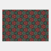 Gotisches Weihnachtsmuster mit Rot & Grün-Blüte Geschenkpapier Set (Vorderseite 2)