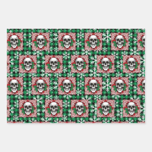 Gotisches Weihnachtswrapping Papier mit Skulls (Vorderseite 2)