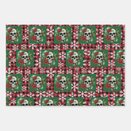 Gotisches Weihnachtswrapping Papier mit Skulls