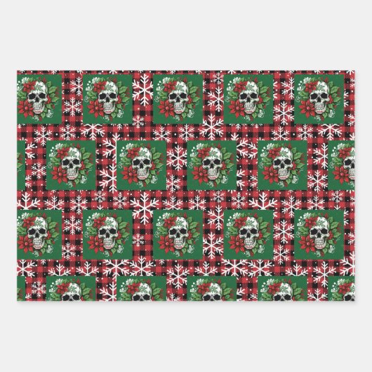 Gotisches Weihnachtswrapping Papier mit Skulls (Vorderseite)