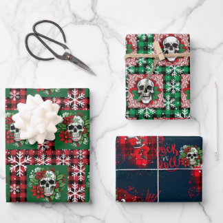 Gotisches Weihnachtswrapping Papier mit Skulls
