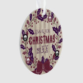 Gotisches Weihnachtswreath-Foto Ornament (Vorderseite)