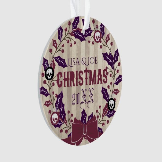 Gotisches Weihnachtswreath-Foto Ornament (Vorderseite)