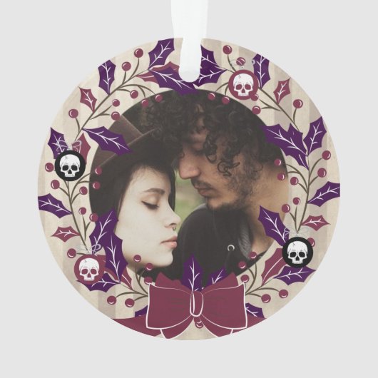 Gotisches Weihnachtswreath-Foto Ornament (Rückseite)