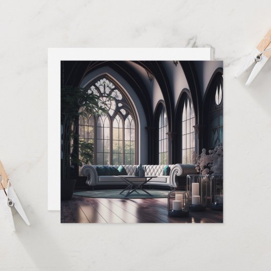 Gotisches Wohnzimmer Karte (Vorderseite/Rückseite Beispiel)